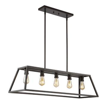 Floyd 38" Adjustable Iron Farmhouse Vintage LED Dimmable Pendant - JONATHAN Y
